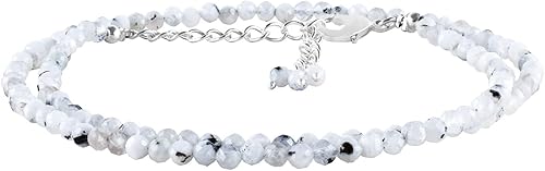 Miniatura 150 de Gargantilla de piedras preciosas naturales, cuentas redondas facetadas, joyería chapada en plata, cristales curativos, cumpleaños, hecho a mano