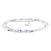 Vista 146 de Natural Moonstone Gemstones Choker Necklace, Faceted Rounds Beads, Silver Plated Jewelry, Healing Crystals, Birthday, Handamde, Minimalist, Women
