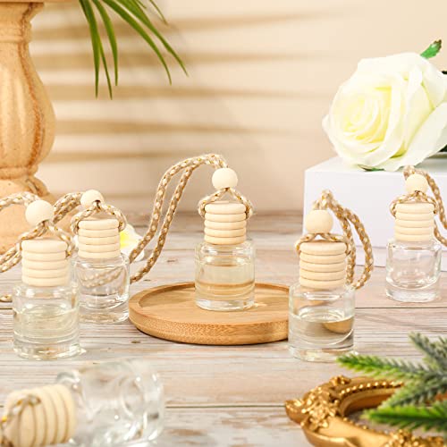Image of Whaline 30 Pcs Oil Air Freshener Diffuser Car Hanging Bottles Empty Glass Perfume Bottle Pendant with Funnel Pipette for Essential Oils Fragrance Aromatherapy Vials Ornament Interior Decoration,8 ML