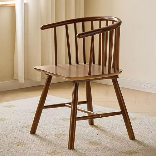 Juego de 2 sillas de Comedor y Cocina Estilo Granja, sillas de Cocina de ma*dera con Respaldo y Brazos de husillo, Silla Auxiliar Windsor para Sala de Estar y Comedor(Set of 2, Walnut)