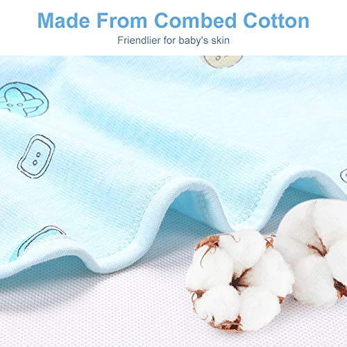 Knirose Swaddle Blankets, Unisex Baby Wrap For Newborn Baby Boys Girls With Head-Protecting & Head-Supporting Function, Wearable Swaddle Sleep Sack Made Of Combed Cotton (Button, Blue, 0-3 Months) #TOP4