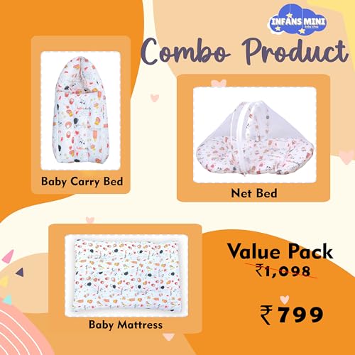 Image of Baby Bedding Set for New Born Baby Sleeping Bag, Mosquito Net Bed, Sleeping Mattress Suitable for 6 Months Babies (Panda Orange)