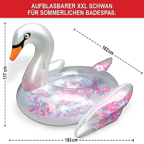 ONBEST aufblasbares XXXL Schwimmtier mit Federn – 183x162x117 cm – Wassertier zum Aufblasen für Erwachsene & Kinder 14+ – Highlight an Pool & Strand für Spaß im Wasser – Badetier Luftmatratze