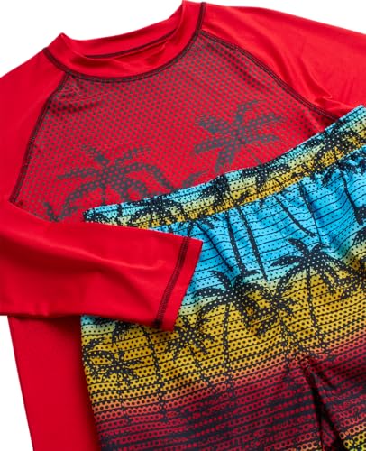 Big Chill Boys Rash Guard Set - 2 Piece UPF 50+ Long Sleeve Swim Shirt and Bathing Suit Swim Trunks for Boys (Sizes: 4-14)3