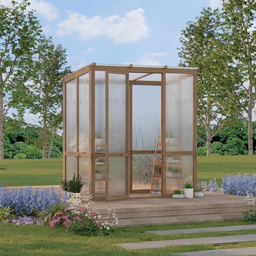 Wooden Greenhouse Kit with Cedar Frame and Polycarbonate