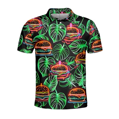 Hamburger Lover Polo Shirts for Men- Golf Moisture Wicking Dry Fit Short Sleeve Polo Shirts S24