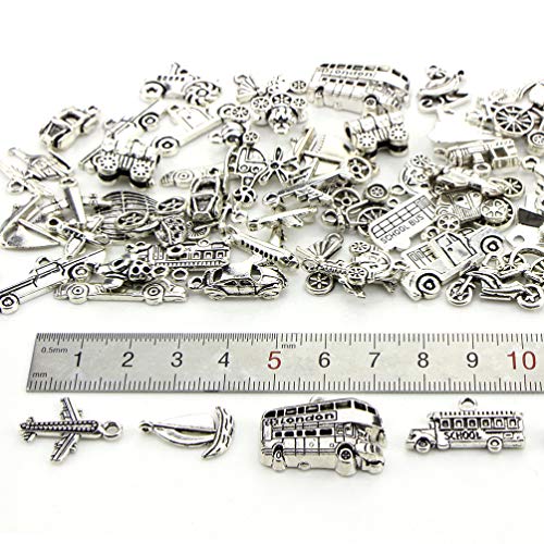 EXCEART Womens Travel Accessories 70pcs Transportation Charms Silver Vehicle Plane Building Travel Pendant Bulk DIY Jewelry Craft Supply for Necklace Bracelet Keychain Womens Car Accessories - Image 4