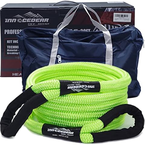 Innocedear 7/8"×20ft Recovery & Tow Rope Strap,Kinetic Energy Rope,Offroad Power Stretch Snatch Rope,Heavy-Duty Vehicle Recovery Rope,for Jeep car Truck ATV UTV SUV Cover