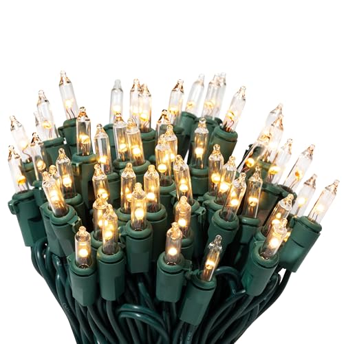 612 Vermont 100 LED Clear Twinkle Christmas Lights Green Wire Warm-White