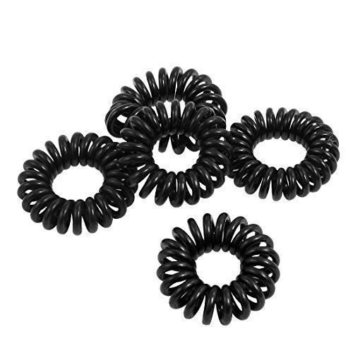 Fat-catz-copy-catz - Gomas elásticas para el pelo (5, 10 o 25 unidades), diseño de cable en espiral, color negro o multicolor