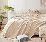 100% Organic Muslin Cotton Throw Blanket for Adults, Couch, Bedroom, 4-Layer Pre-Washed Plant Dyed Y