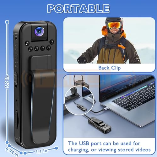 Image of FREDI HD PLUS WiFi Mini BodyWorn Cam | 1080P HD Hidden Camera | Wearable Pocket Body Worn Audio & Video Recorder | Loop Recording Camcorder for Indoor Outdoor Security Camera (V720 APP)