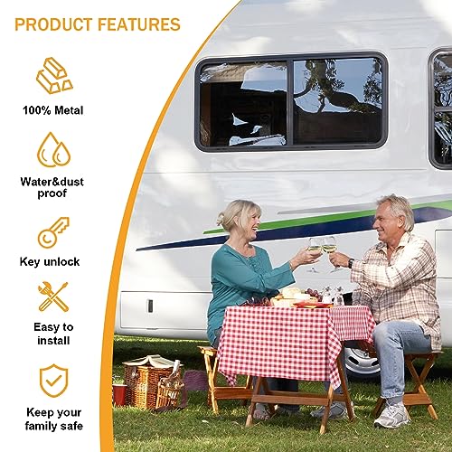 Image of RV Entry Door Lock Travel Trailer: Paddle Deadbolt Door Locks for Travel Trailers with 4 Camper Keys,100% Metal Door Latch for Camper