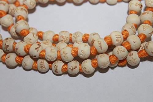 IS4A Hare Rama Hare Krishna Tulsi Holy Basil Japa Mala 108-1 8mm Beads Tulsi Mala With Gomukhi Japa Bag (Orange Knotted)3