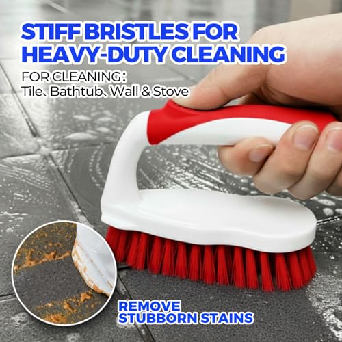 Image of Holikme 6 Pack Cleaning Brush Scrub Brush Kitchen Brush for Floor,Red