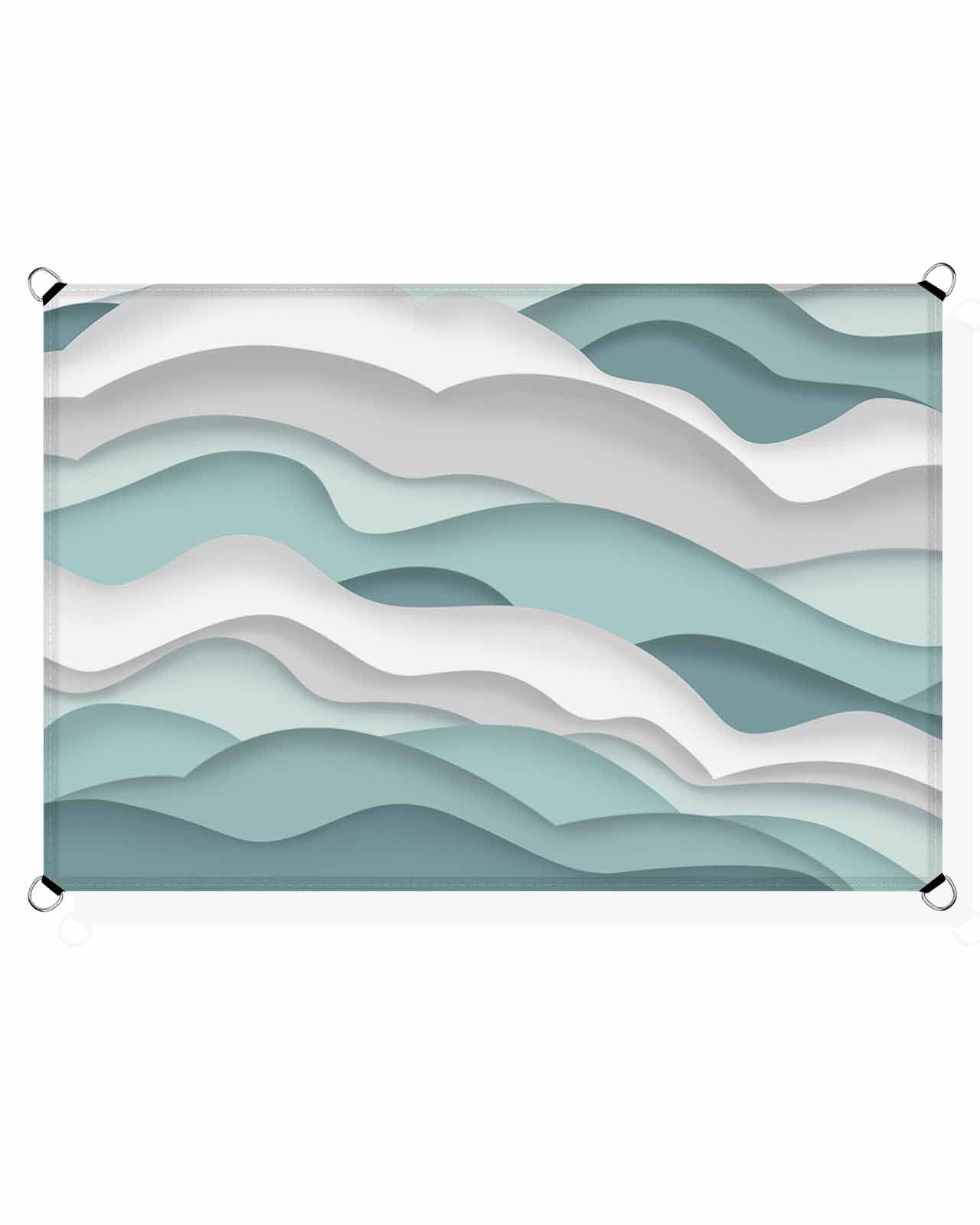 Ombre Solid Turquoise Sun Sail Shades Rectangle Canopy,Sunlight Block Heavy Duty Curved Backyard Shade Cover,Waterproof Sun Shades for Patios Garden Outdoor,6.5'x10' Minimalist Coastal Waves Stripes