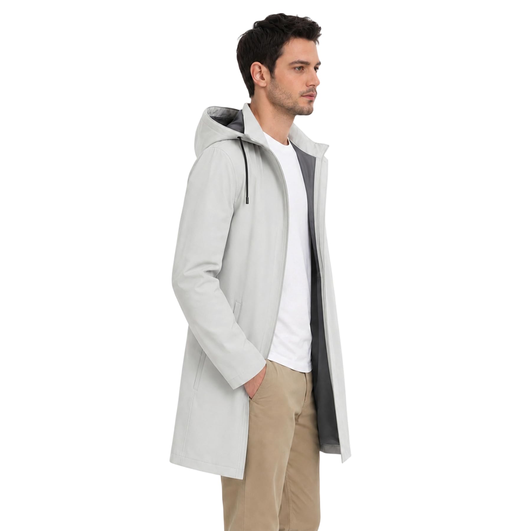 Allthemen Uomo Trench con Bottoni Risvolto Elegante Parka Coat Business Casual Giacca Primaverile