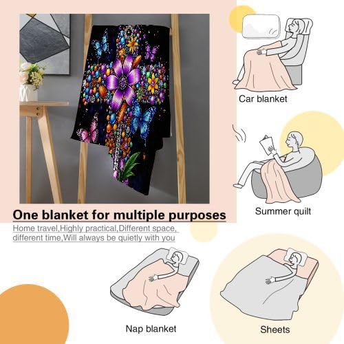 Manta Polar 220 x 240 Cruz Colorida, Mantas para Cama 105 de Franela Cálida y Cómoda para Niños y Adultos, Mantitas para Sofá Reversible para Cubre Sofa Colchas, Fácil de cuidar