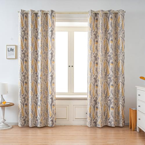 Image of Vintage Botanical Floral Blackout Curtains 84 Inch Length