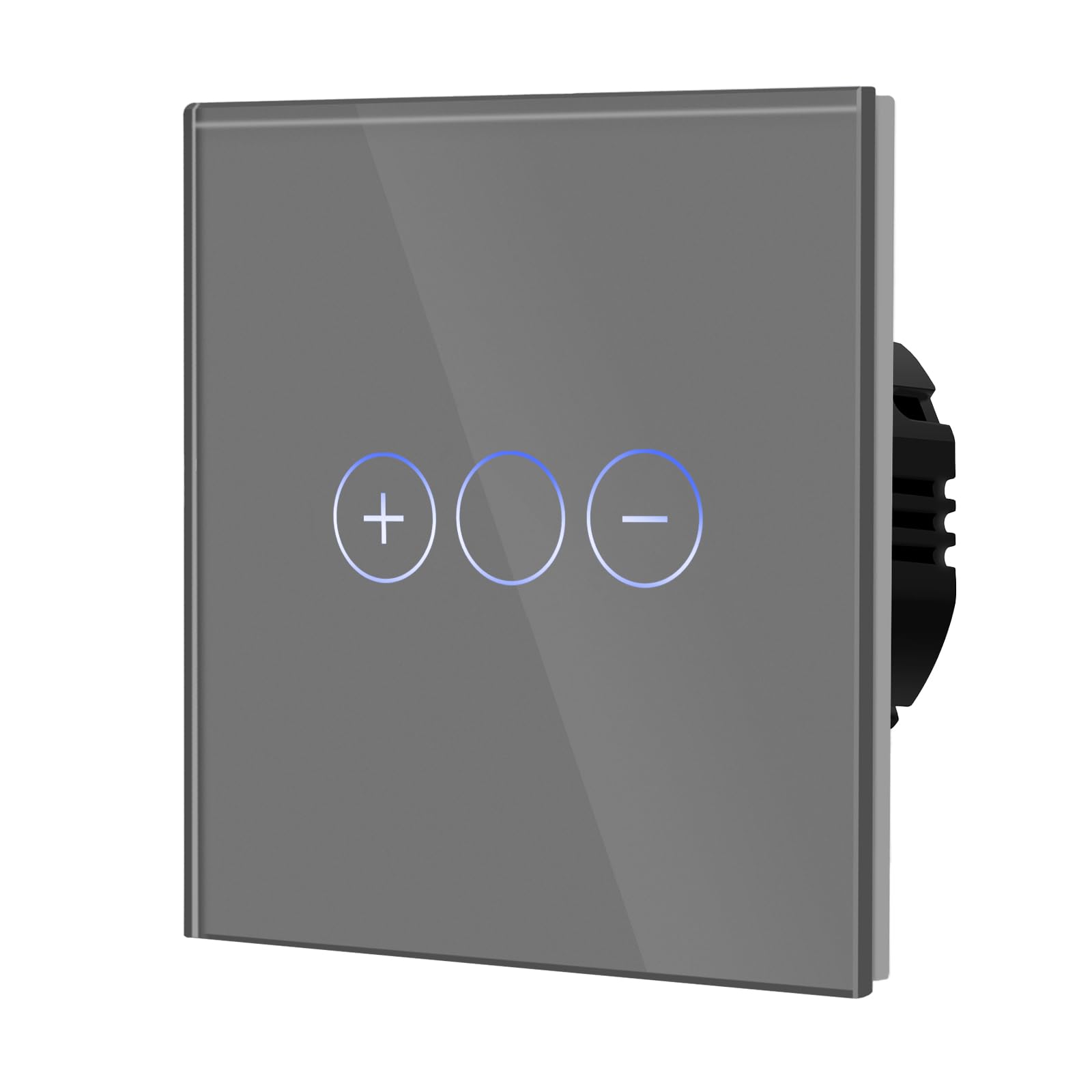BSEED Dimmer Touch Switch with Glass, No Neutral Wire Required,Tempered Glass Panel with LED Indicator, Compatible with Dimmable LED/Halogen/Incandescent,1 Gang 2 Way,86mm Grey