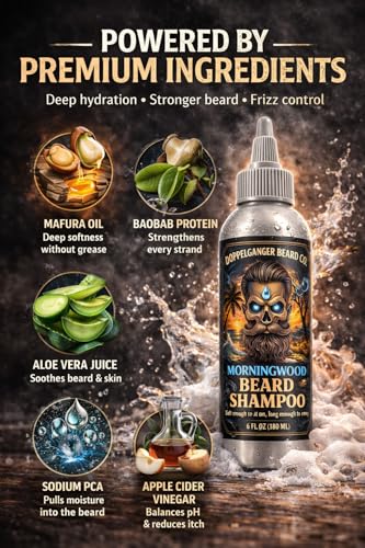 Image of Beard Shampoo - Beard Wash That Actually Softens and Conditions, Dandruff & Itch Control, One Bottle Lasts 3-4 Months, Sulfate Free & Paraben Free, Aloe & Apple Cider Vinegar (Naughty Nectar)