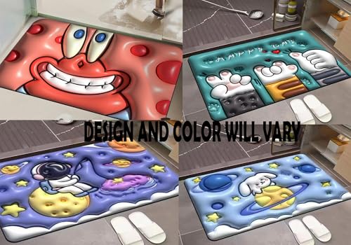 Image of AAZEEM Rubber Anti Slip 5D Water Soaking Floor Mat |Water Absorbent Non Slip Bath Mat |Quick Dry Mat for Bathroom | Rectangular Door Mat for Home |Drawingroom and Design |Pack of 4 |