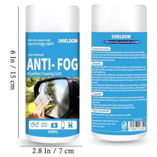 SHIELDOM Anti-Fog Wipes 40 Pack