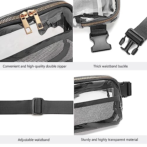 Image of Clear Belt Bag Stadium Approved for Women Men With Adjustable Strap - Fanny Pack Crossbody Waist Bag for Concerts, Sports, Travelling, Hiking, Running (Black)