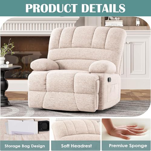 Sillón reclinable blanco piel oversized miniatura 3