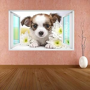 Muurstickers 3D Spiegelweergave Doorbreken De Muur Vinyl Muurstickers Verwijderbare DIY Vinyl Muurstickers Dog voor…