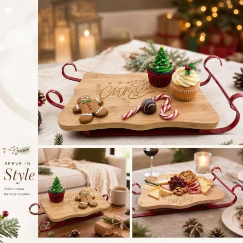 15 x 7'' Flying Santa Sleigh Shape Serving Trays for Party Christmas Decor - image 4