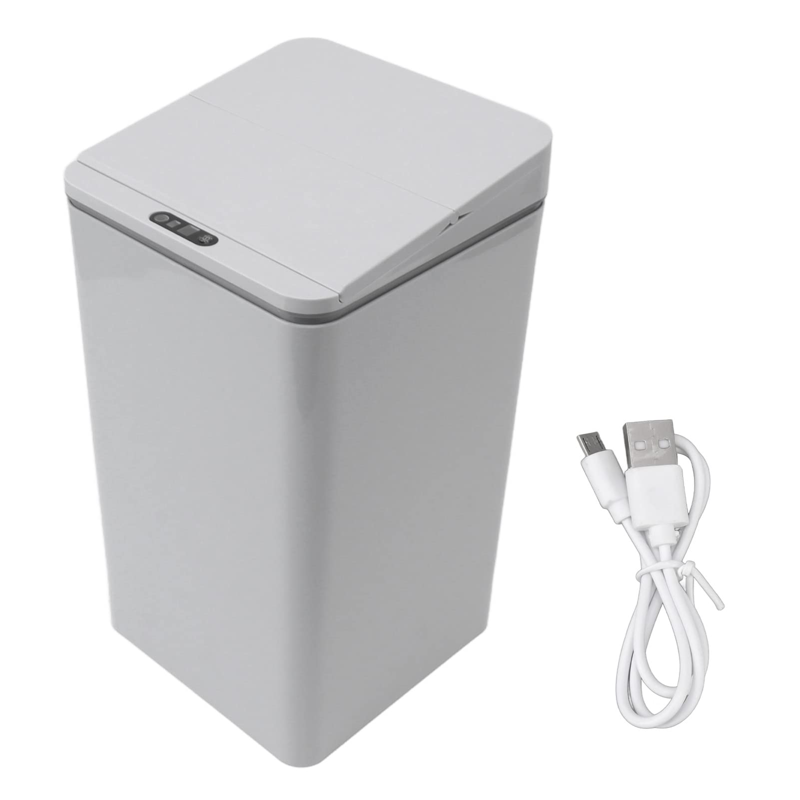 Focket Mini Cubo de Basura con Tapa, 9L USB Sensor Inteligente de Carga Cubo de Basura Automático, Cubo de Basura sin Tacto para Oficina, Dormitorio, Café, Baño, Salón, Coche (Blanco)