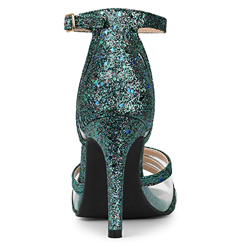 Image of Allegra K Women's Glitter Ankle Strap Stiletto Heels Sandals