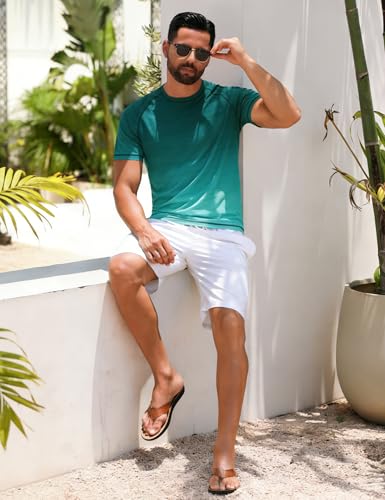 Image of ELETOP Men's Swim Shirts UPF 50+ Short Sleeve Rash Guard Sun Shirts for Beach Fishing