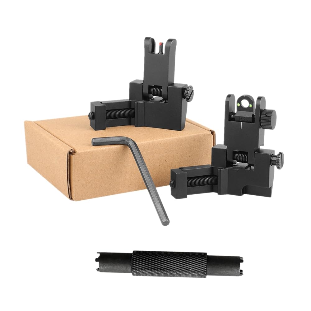 Folding 45 Degree Quick Conversion BUIS Backup Iron Sight for AR15 Front and Rear Wheels for Rifle Scope Tactical