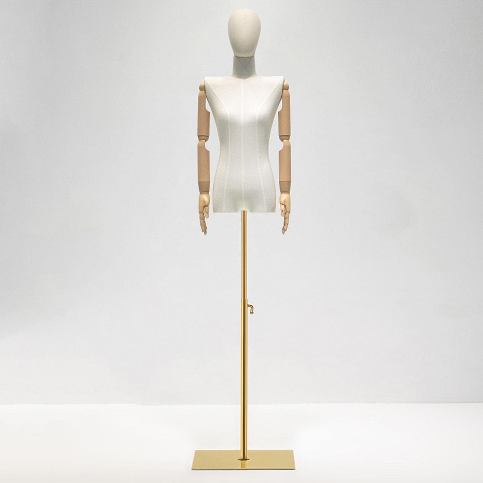 Maniqui Mujermaniqui Costura Mujer, Altura Ajustable Torso de Maniquies con Brazos de Madera, Metal Base para Vestir Exhibición de Joyas Escaparate