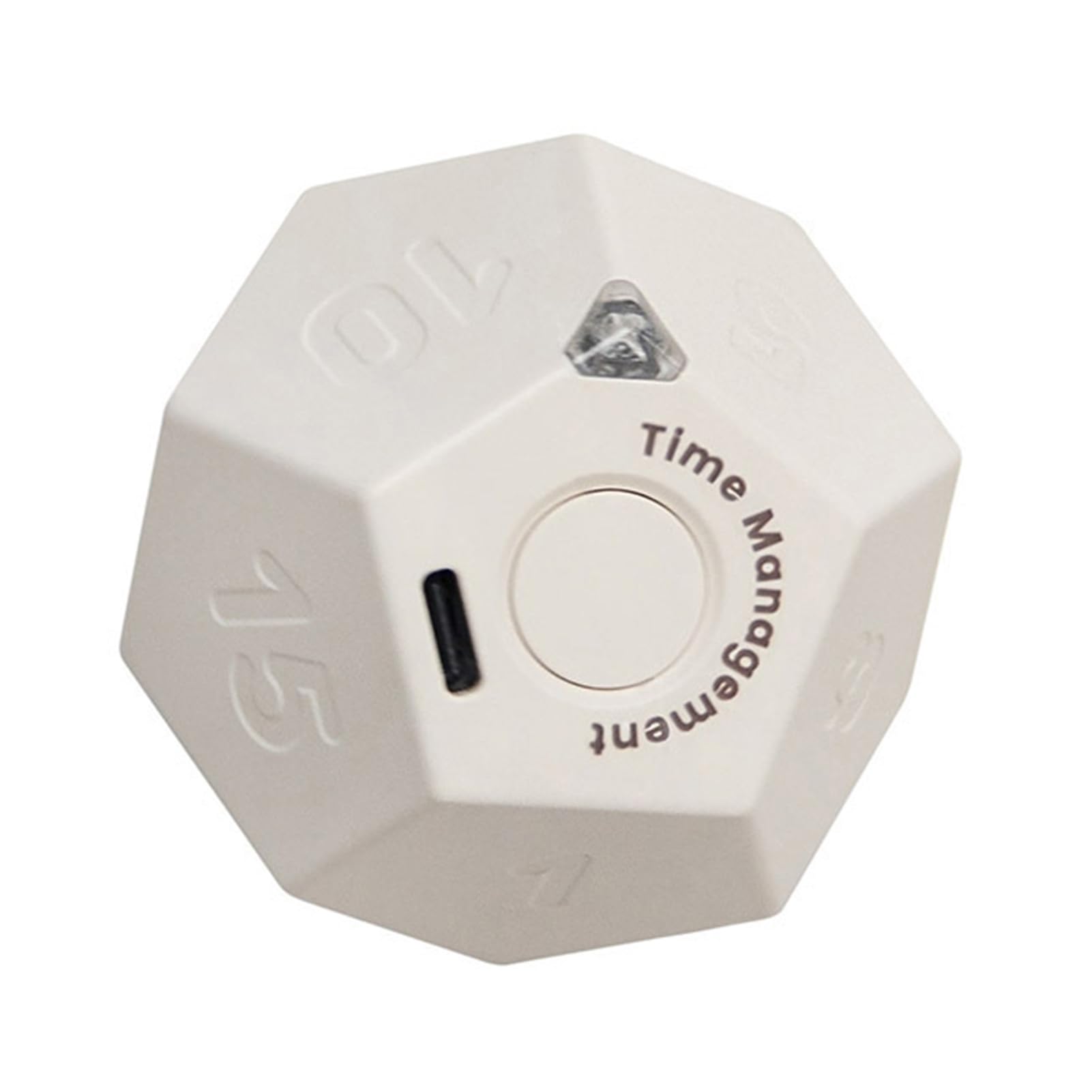 Mini Timer, Soccer-Shaped Timer Rechargeable, Sound & Vibration Alarm, 12-Sided Timer 11 Preset Time, Flipping Timing, One Key Control Timer for Workout, Study, Cooking White
