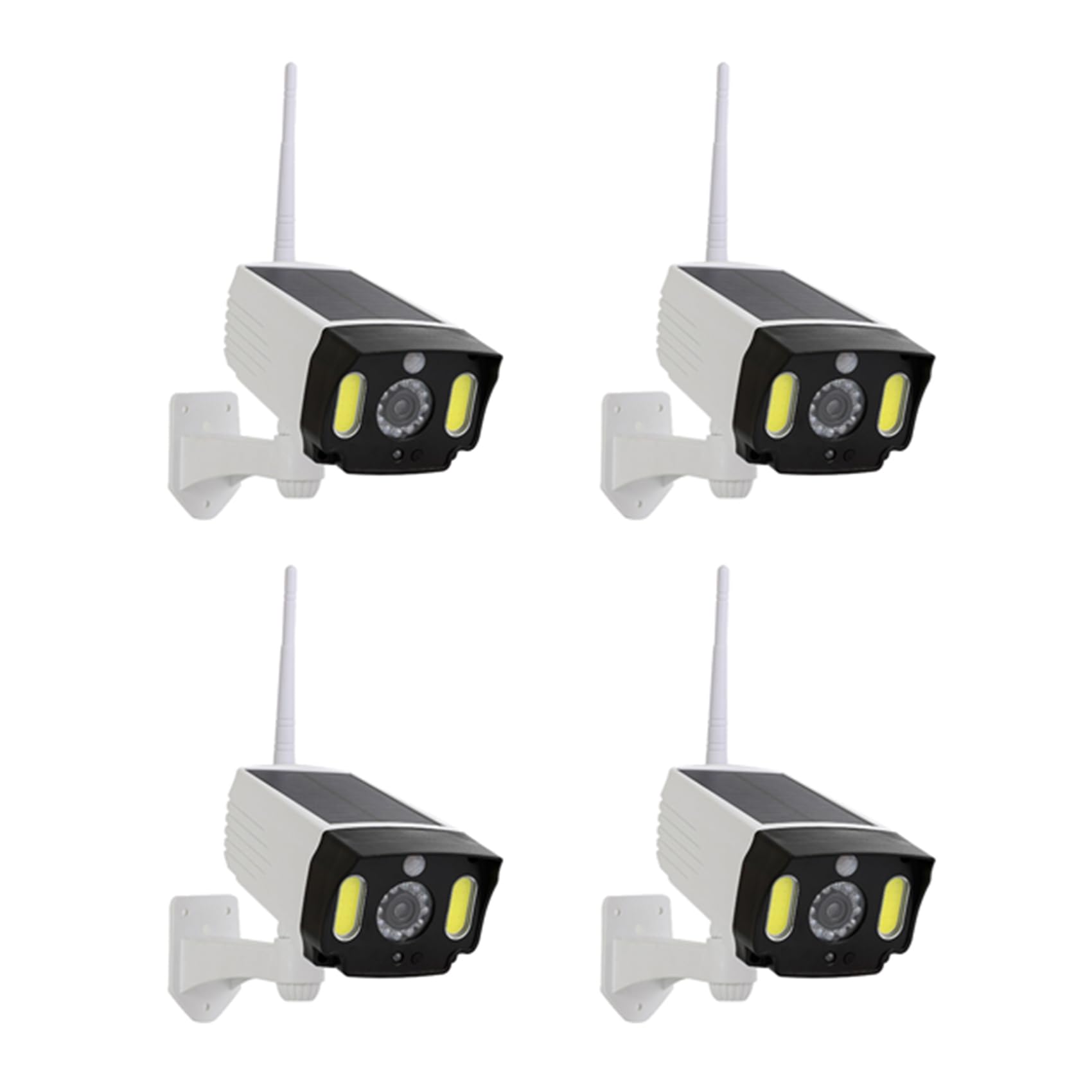 Hndhbfgrt 4X Solar Motion Sensor Light,Dummy Camera Waterproof Fake Camera Outdoor Indoor Street Spotlight Lamp,COB