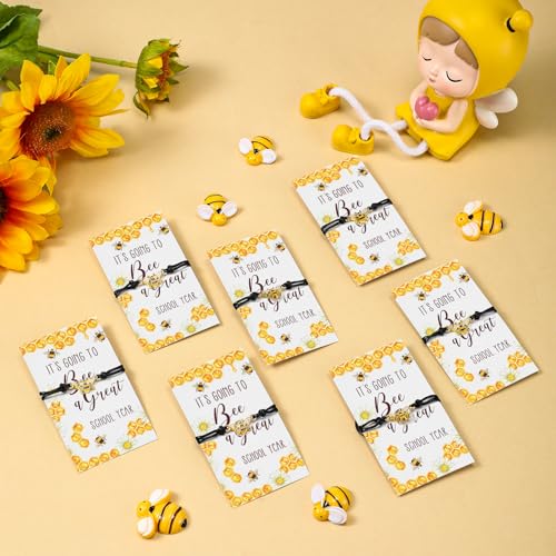 Sasylvia Inspirational Bee Bulk Bracelet Positive Handmade Honeybee Bracelet with Motivational Card Bee Party Favor Thank You Gift for Medical Assistant Classroom Awards Student Teacher4