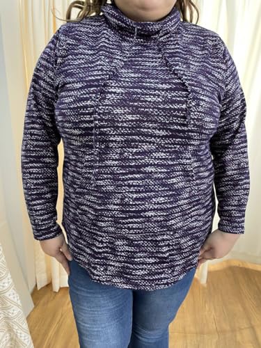 Image of RITERA Plus Size Sweater, Ribbed Long Sleeve Solid Top for Women | Soft vertical ribbed knit, modest V neck, loose long sleeves, curved swing hem, slimming casual layering top for curvy women