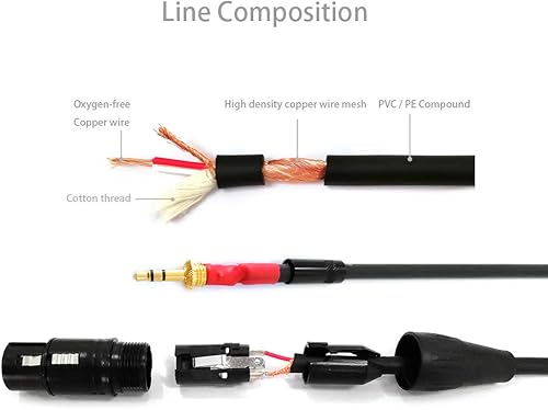 Miniatura 5 de NANYI Cable de micrófono de audio de interconexión TRS macho a XLR hembra de 0.138 in (18 pulgadas), adecuado para iPod, teléfono móvil, altavoces