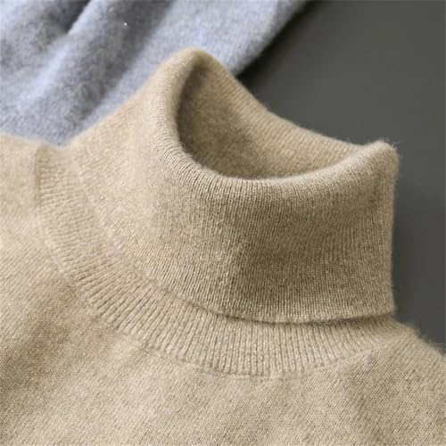 Ownwfeat Men's Turtleneck Cashmere Sweater Lightweight Warm Solid Color High Neck Knitted Pullovers2