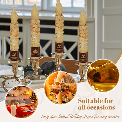 LED-Flameless-Fall-Spiral-Taper-Candles-with-Remote-65-Inches-Khaki-Candlesticks-Flickering-Taper-Candles-Battery-Operated-Flame-Rustic-Primitive-Lights-Decor-Vintage-Candles-Pack-of-4 LED Flameless Fall Spiral Taper Candles with Remote 65 Inches Khaki Candlesticks Flickering Taper Candles Battery Operated Flame Rustic Primitive Lights Decor Vintage Candles Pack of 4