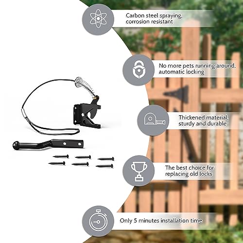 Pestillo de puerta automático con cable tensor y muelle de alta resistencia 5