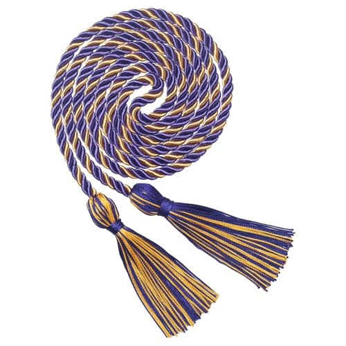 Image of ONUPGO Purple Gold Graduation Cord, Graduation Honor Cords Rayon Braided Tassel Cord for 2026, 68 inch Polyester Yarn Long Robe Honor Rope for Graduation Students, Bachelor Gown
