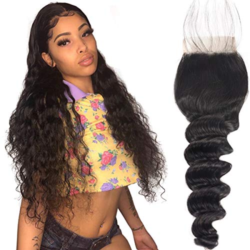 Alipearl Hair Loose Deep Wave Hair Extentions Brazilian Virgin Hair Loose Deep 4x4 Lace Closure Ali Pearl Hair(16 closure)