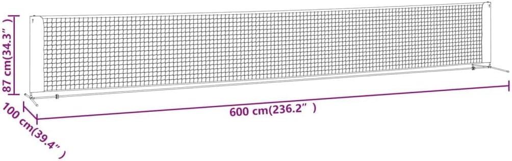 SKM Tennis Net Black and Red 236.2"x39.4"x34.3" Polyester, (Weight 9.17KG)