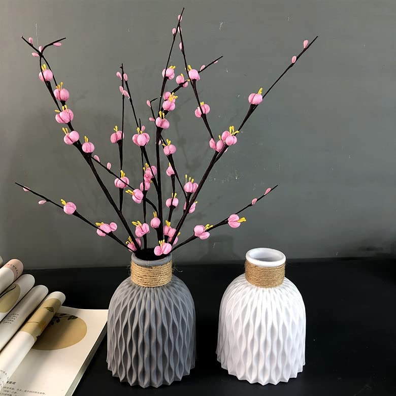 TAVADA Vaso in ceramica bianca, set con 2 vasi di erba della pampa, decorazione moderna, stile boho, nordico, minimalista