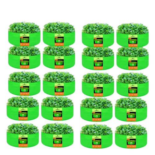 Image of Kingwell grow bags 15x9 inch pack of 20 Grow Bag For Terrace Garden Leafy Vegetable Plant Grow Bags Fruits Growing Containers For terrace Gardening