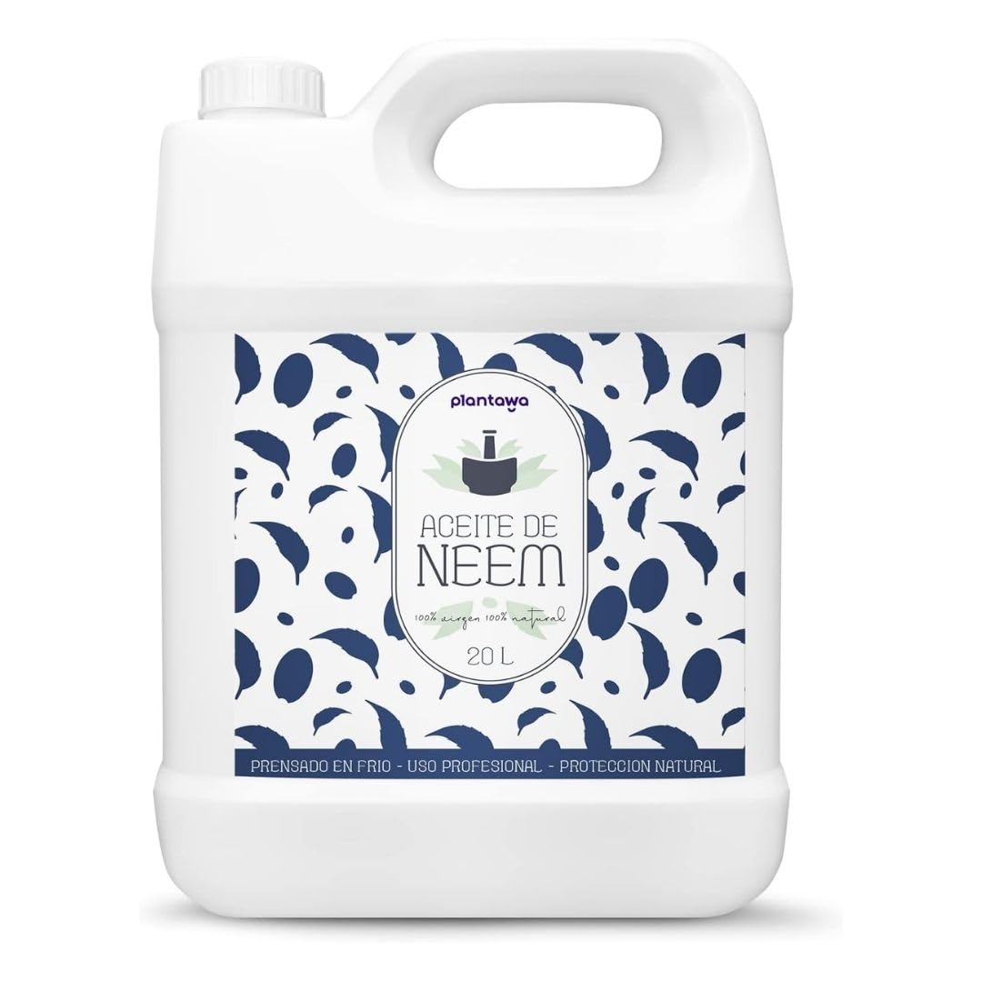 PLANTAWA Aceite de Neem Sostenible 20L, ingredientes Vegetales y Naturales, 100% Puro Virgen, Prensado en frío, no Tóxico, para Cultivos, Huerto, Agricultura y Plantas
